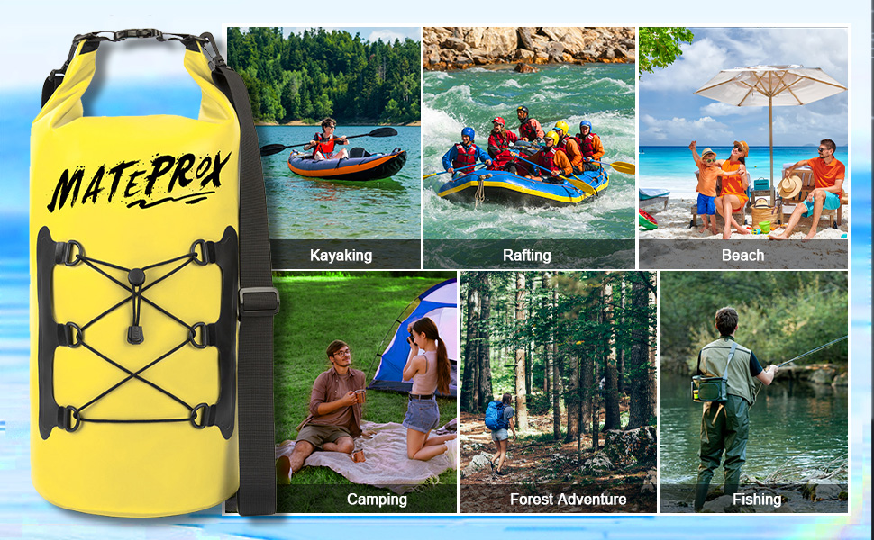 Водонепроникний мішок MATEPROX Dry Bag 5L/10L/20L з ролверхуванням - міцний та довговічний. Ідеально для плавання, катання на човні, рафтингу та кемпінгу. Кольори: блакитний 20L