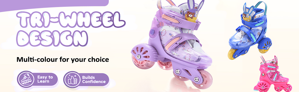 Роликові ковзани ERNAN для дітей, регульовані, для дівчаток та хлопчиків, безпечні, з великими колесами (фіолетовий)