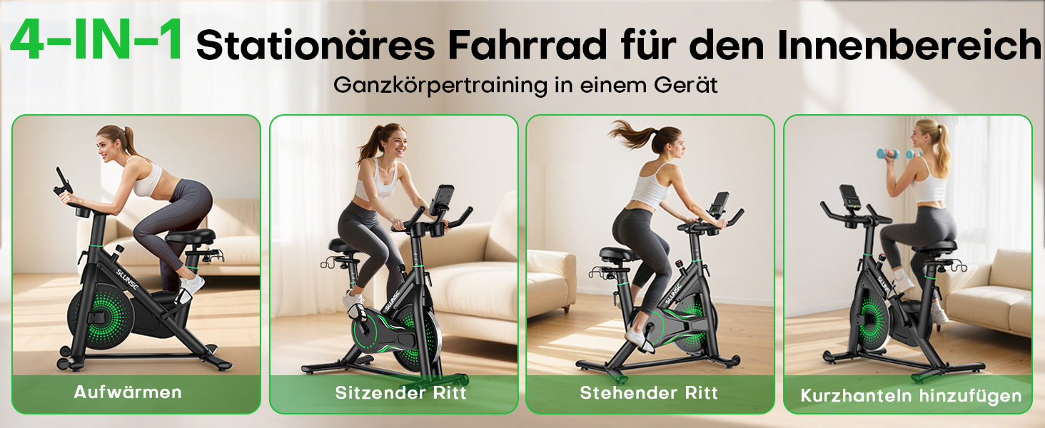 Магнітний велотренажер Heimtrainer з додатком, регульованим опором, LCD-дисплеєм та тримачем для планшета, до 180 кг, чорно-зелений