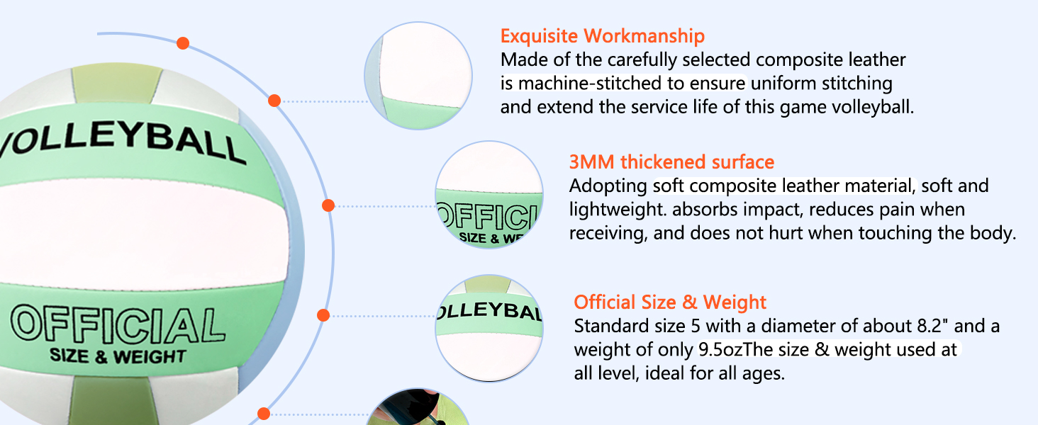 Волейбольний м'яч Aipwerer для пляжу та залу: водонепроникний, Soft Touch, зелено-жовтий, розмір 5