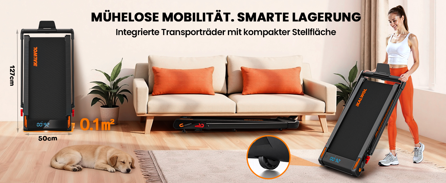 Бігова доріжка для дому з Bluetooth, 6 в 1, 12 км/год, з нахилом 10%, 3.0 к.с., LED-дисплей, 160 кг, чорно-помаранчева