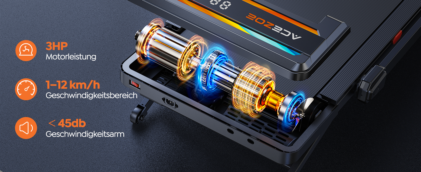Бігова доріжка для дому Laufband з нахилом 0-15%, 3.0HP, складна, з динаміками, до 136 кг, розмір 137x72x13 см