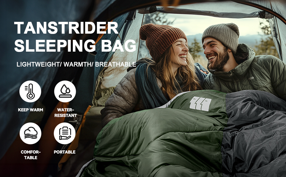 Спальний мішок для дорослих на холодну погоду, водонепроникний, легкий, 1.8 кг, зелений