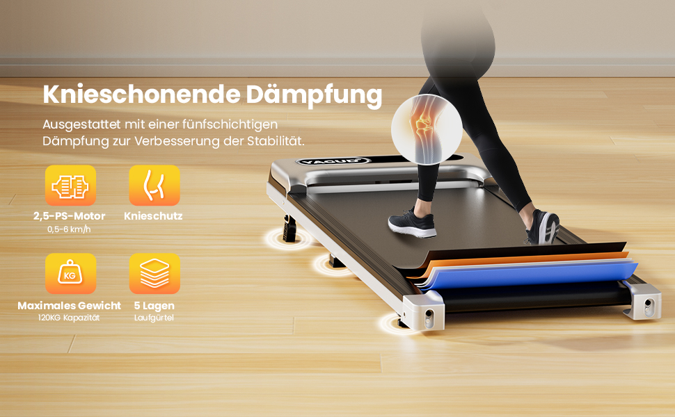 Walking Pad Yagud: Бігова доріжка 3-в-1 для дому та офісу з пультом керування та LED-дисплеєм (срільно-чорний)