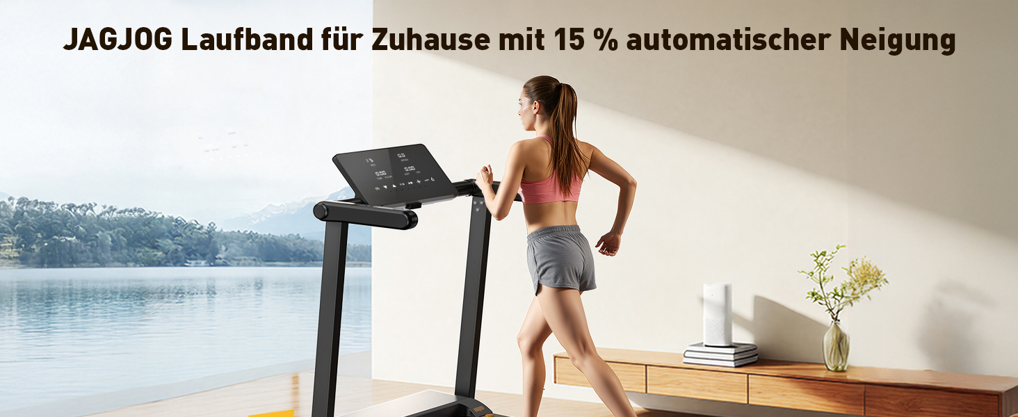 Складний біговий тренажер для дому з автоматичним нахилом 15%, потужність 3.5 PS, 12 програм HIIT, Smart App, швидкість 1-14 км/год, LED дисплей, вимірювання пульсу, вантажопідйомність 136 кг, чорний