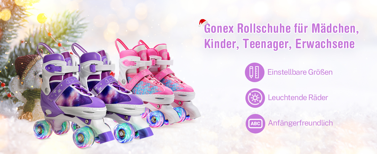 Роликові ковзани Gonex регульовані, світлові, для дівчаток та хлопчиків, розмір 35-38 (33-36)