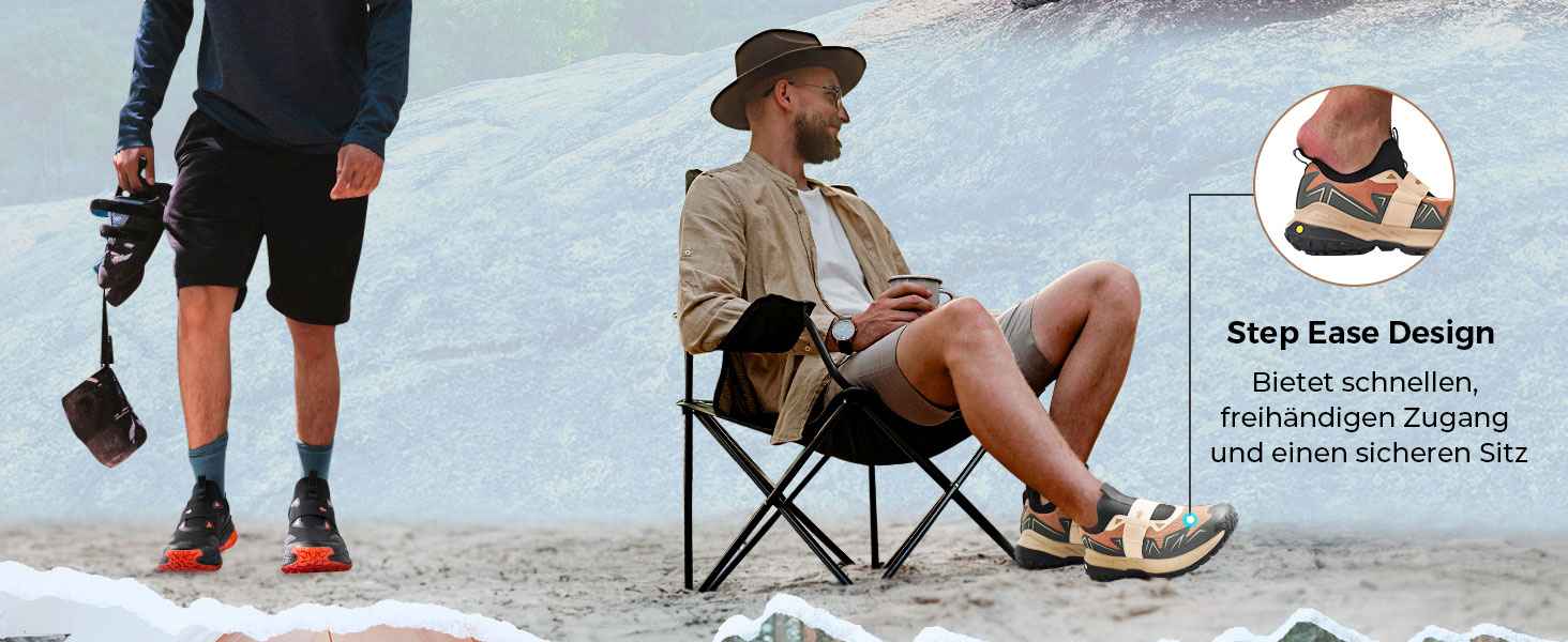 Черевики для хайкінгу FitVille для чоловіків, широкі, трекінгові, slip-on, outdoor, дихаючі, для ходьби, з антиковзкою підошвою, вільні кросівки (45 EU X-широкі, чорно-помаранчеві)