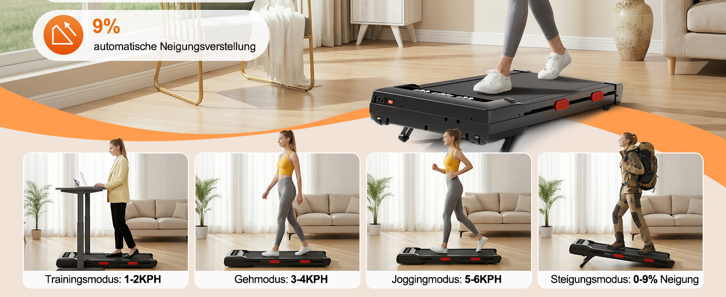 Бігова доріжка Lacuffy Walking Pad з нахилом для дому та офісу, керування через додаток, AI-тренування, підтримує до 136 кг, 90 см, чорна