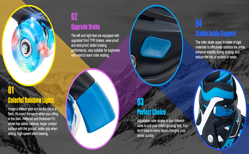 Дитячі ролики Nattork для хлопчиків та дівчаток, регульовані, з підсвічуванням коліс, розміри 28-32, блакитний колір
