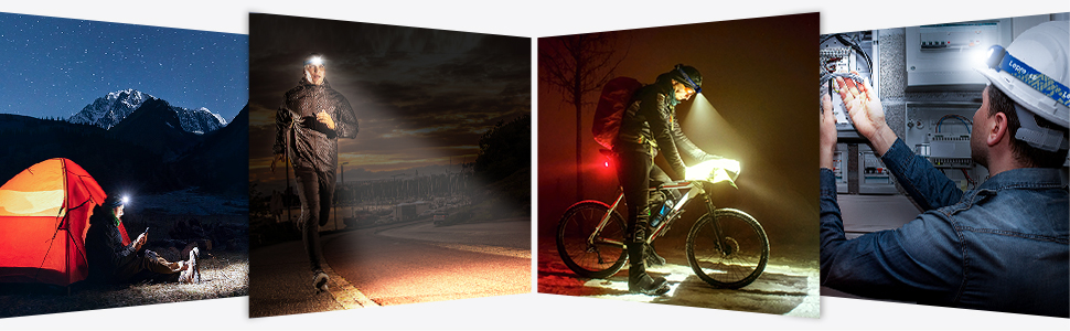 Лепро налобний ліхтар LED перезарядна, 000 люкс, супер яскравий, з червоним світлом та 6 режимами, IPX4 вологостійкий, для кемпінгу та бігу, шт. [з USB кабелем] (Синій, 2)