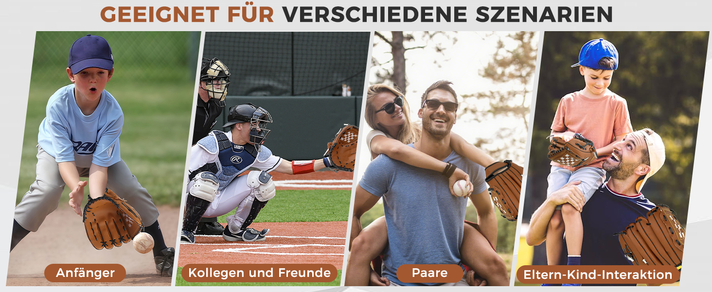 Рукавиця для бейсболу та софтболу з м'ячем, тренувальна змагальна, потовщена, дитяча та доросла, коричнева 11.5 дюймів