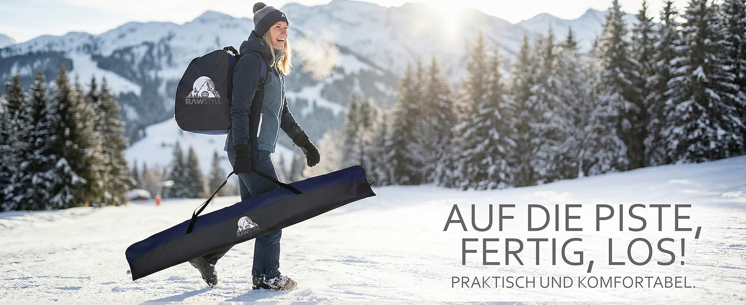 Чохол для лиж Rawstyle Skitasche Set: водовідштовхуючий, 160/180/190 см, для зимових видів спорту, чорно-рожевий комплект