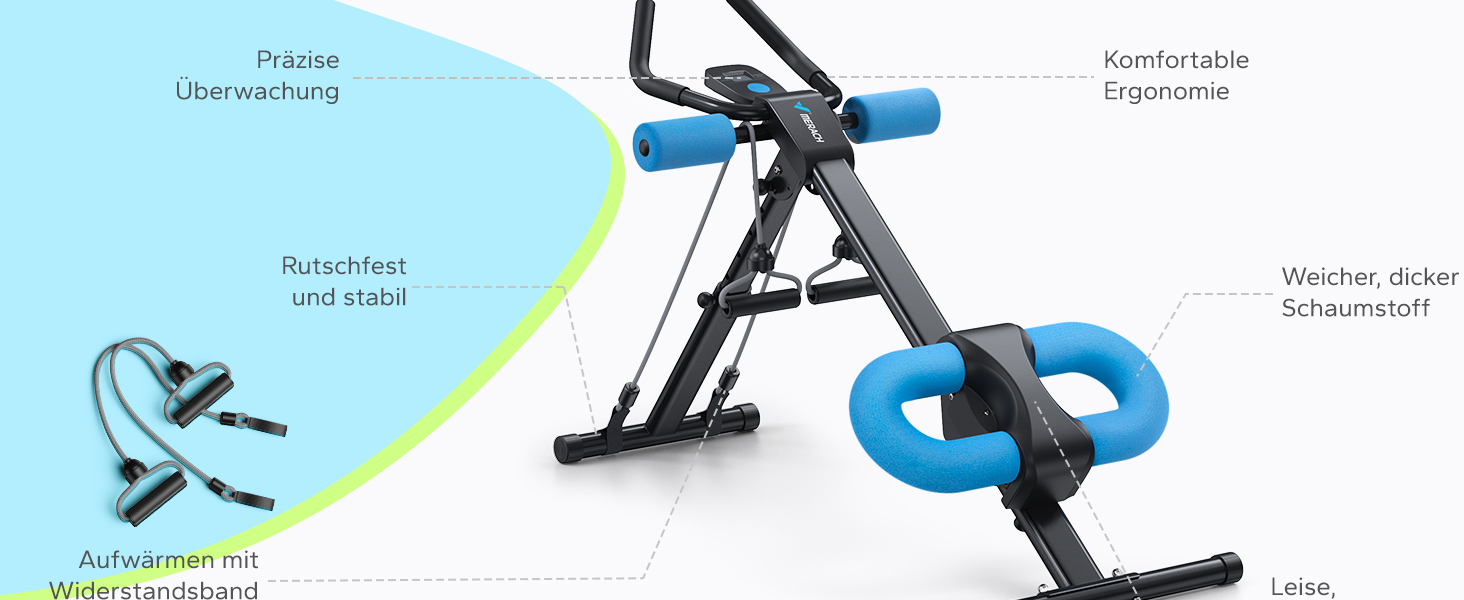 Тренування пресу MERACH для дому: багатофункціональний тренажер для всього тіла з LCD-монітором, чорний