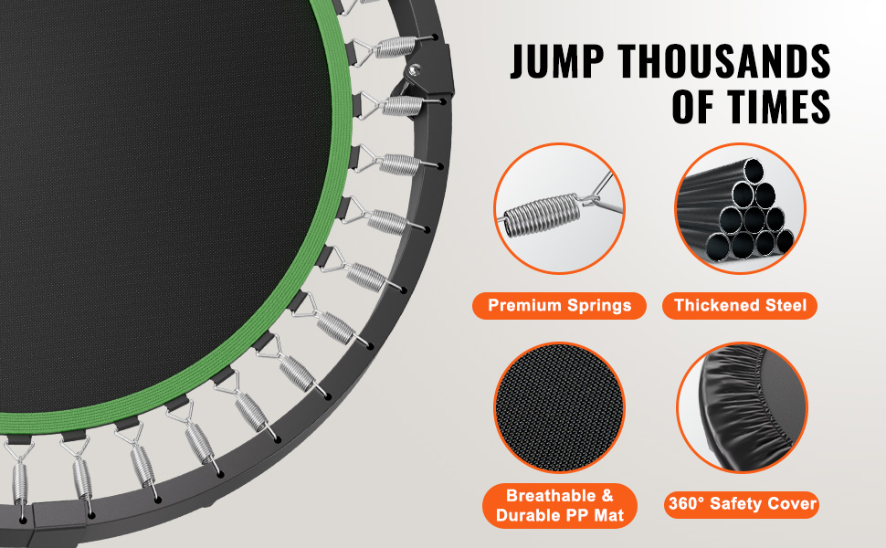 Міні-батут VEVOR 132 см для фітнесу та рекреації з регульованою ручкою та 40 пружинами