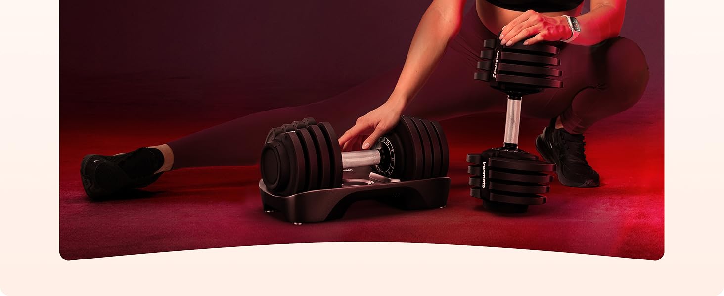 Регульовані гантелі Ironmate для дому, 1.5-18/24/40 кг, з дисками, 12-16 ваг, компактні, з неслизьким грифом, для силових тренувань, з підставкою Ironmate 18 чорні