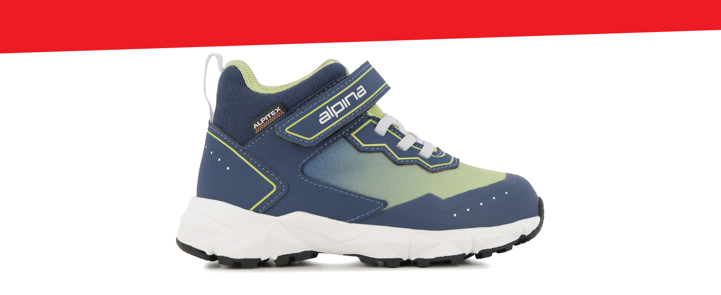 Дитячі трекінгові черевики Alpina Breeze Jr Mid – водонепроникні, з мембраною Alpitex та антиковзкою підошвою, розміри 36-39
