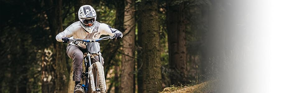 Шолом для гірського велосипеда O'NEAL Blade Polyacrylite MTB Downhill для дорослих, вентиляція, Dri-Lex, ABS, бірюзово-неоново-жовтий, розмір XS, білий/сірий