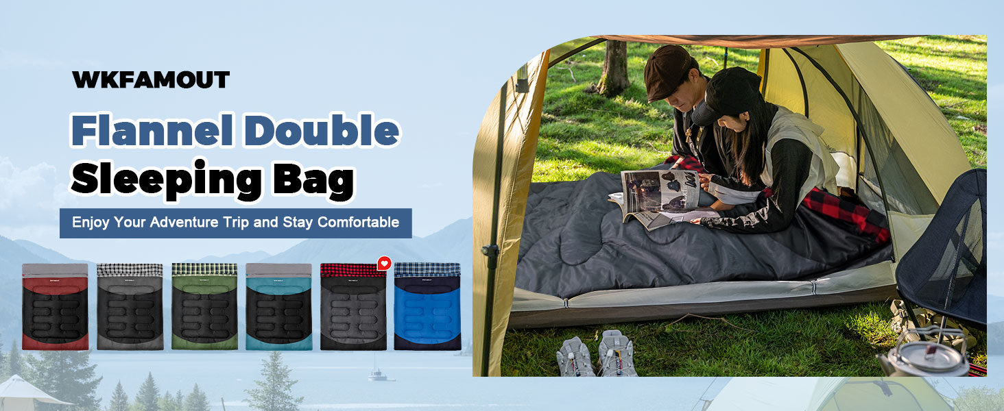 Спальний мішок для двох дорослих, ковдровий, водонепроникний, фліс, 220x150 см, чорний, з сумкою для зберігання