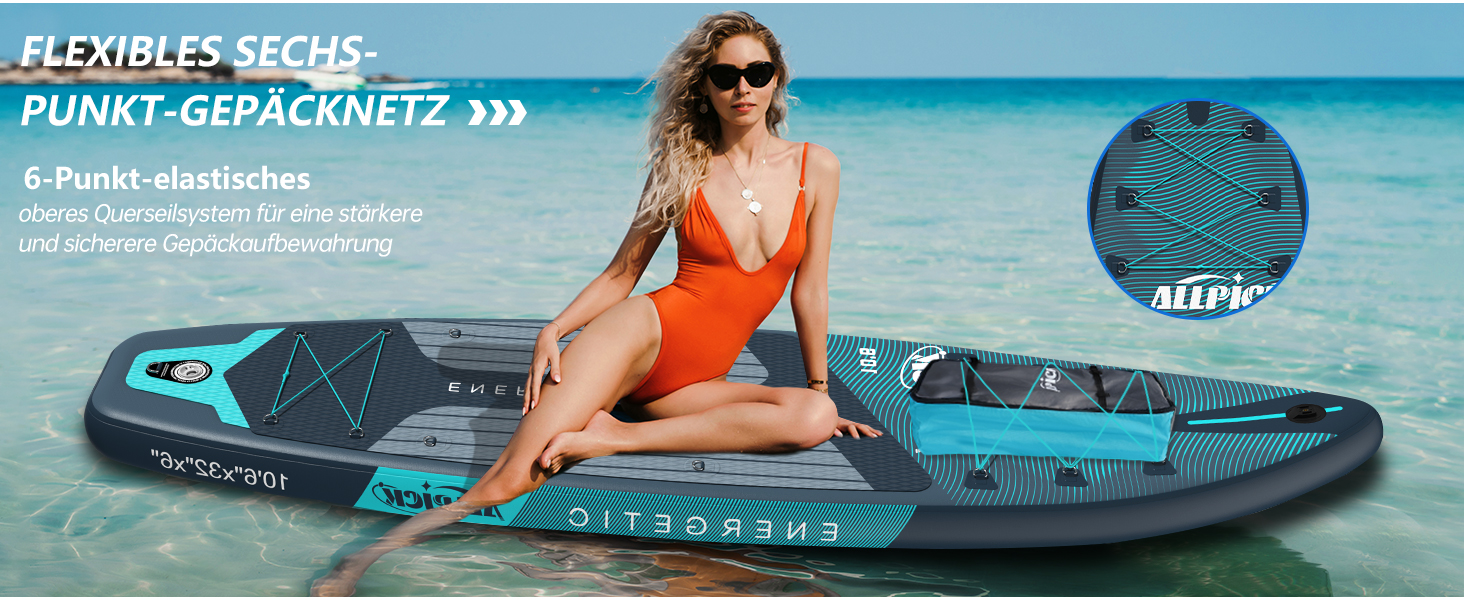 Надувний SUP Борд ALLPICK Premium: Комплект для SUP-бордингу з аксесуарами, тримачем для камери, регульованим веслом, 180 кг, преміум-зелений
