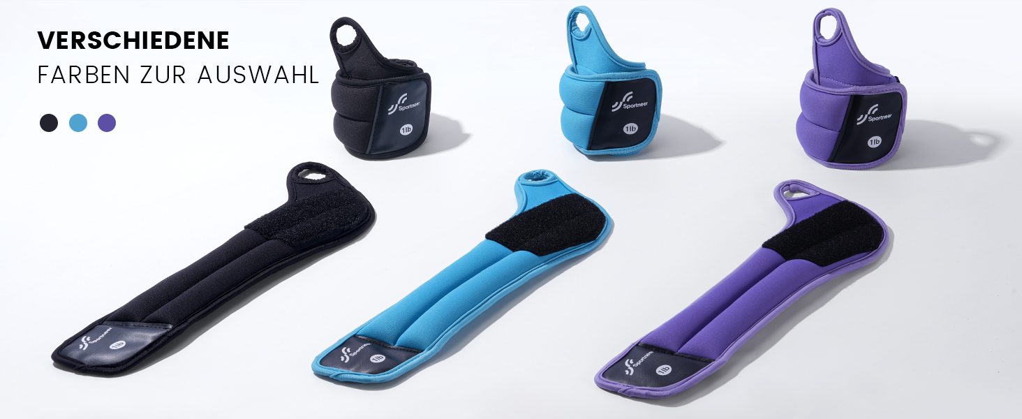 Набір вантажів для зап'ястя Sportneer (2 шт.) з петлями для великого пальця, синій