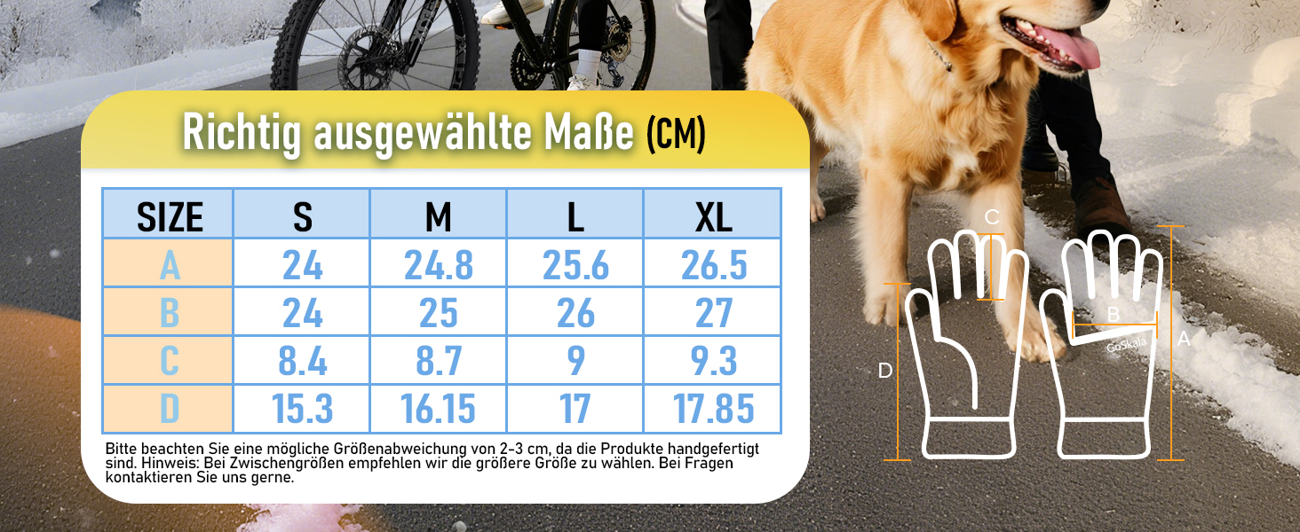 Рукавички GoSkala для жінок та чоловіків - зимові велосипедні рукавички, теплі рукавички для катання на лижах, водонепроникні, з підтримкою сенсорного екрану, спортивні рукавички для бігу, їзди, походів, чорні