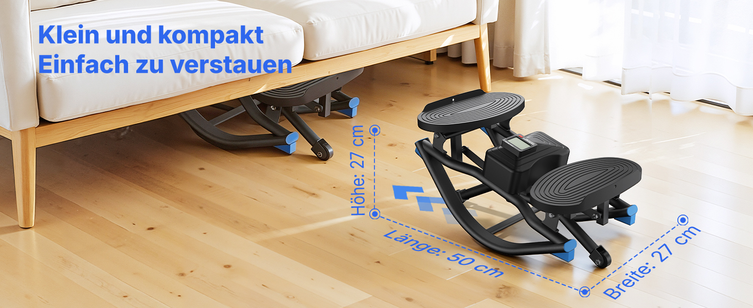 Еліптичний тренажер MERACH з низьким рівнем впливу, U-подібний степер з 3D-рухом, тихий кардіо-тренажер з LCD-дисплеєм для підрахунку часу, кроків та калорій, з неслизькими педалями, компактний для дому та квартири, 2511