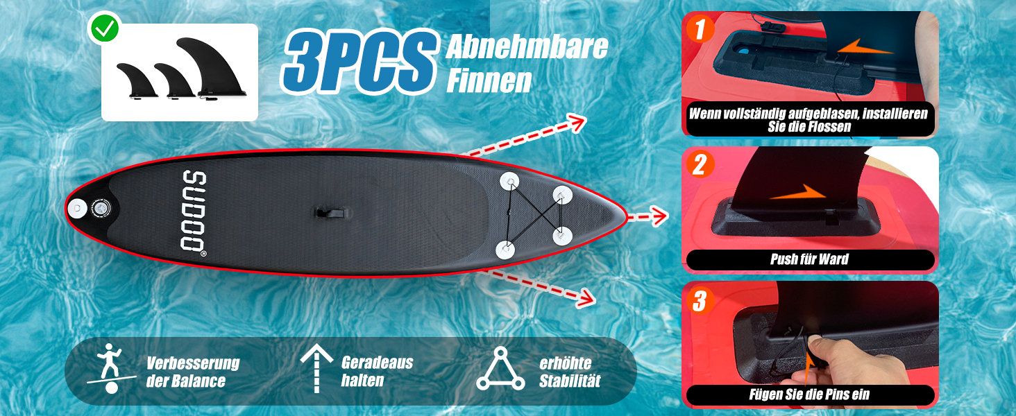 Надувний SUP борд для 2+1 людини/сім'ї Stand Up Paddling Board SUP06RK Black Red - до 150 кг, з веслом та плавниками