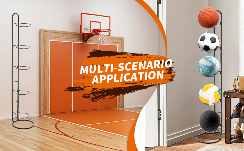 Стійка для м'ячів 5-ти ярусна: волейбол, футбол, баскетбол - металева стійка для зберігання м'ячів у спортзалі, гаражі