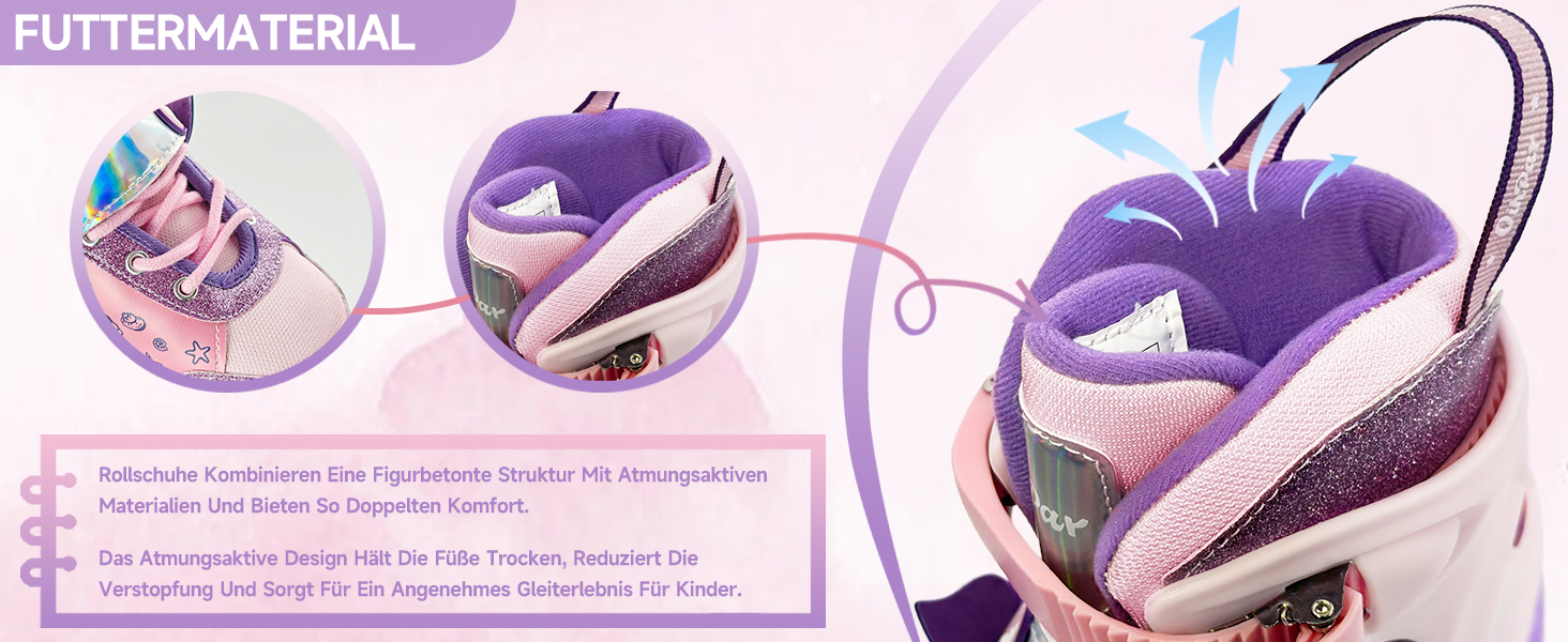 Дитячі ролики Quad з підсвічуванням коліс, регульовані розміри 36-39, рожеві