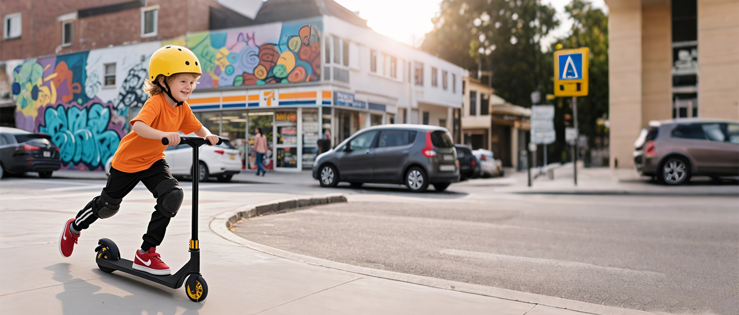 GYMAX Станкер для трюків (вікові обмеження: діти та дорослі), розкладний, з колесами 200 мм, подвійна підвіска, дзвінок та ремінь для перенесення, до 100 кг, блакитний