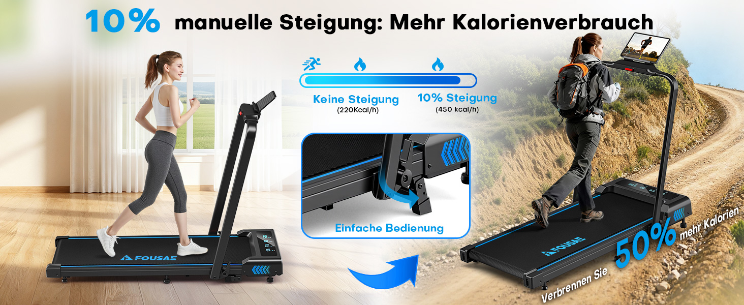 Бігова доріжка Walking Pad для дому з нахилом 9%, потужність 2.5HP, LED-дисплеєм та дистанційним керуванням, 12 програм, амортизація, до 150 кг