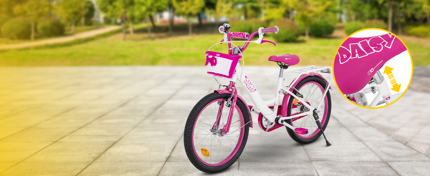 Дитяче велосипед Actionbikes Daisy | 12, 16, 20 дюймів - V-Brake гальма - захист від бруду спереду та ззаду - велосипед для дітей 2-9 років, для дівчаток та хлопчиків