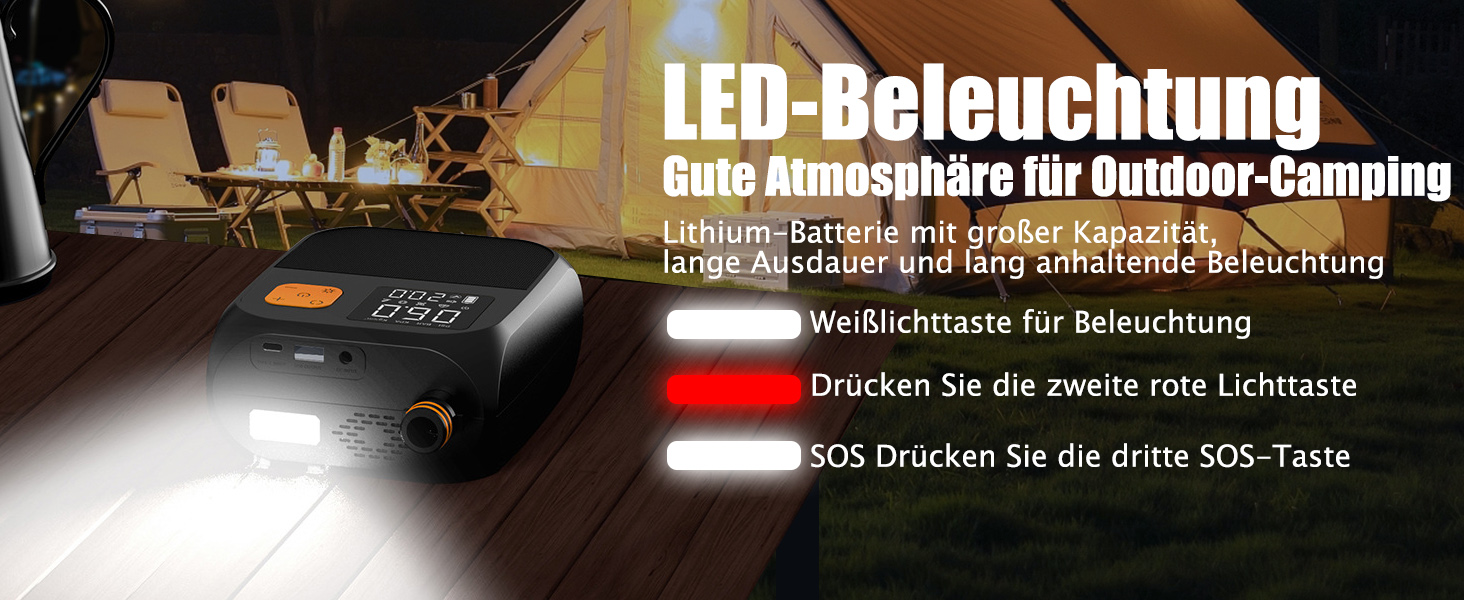 Електричний насос для SUP дошки OBEST з акумулятором 8000mAh, LED ліхтарик, швидка інфляція для SUP, кайтсерфінгу, намету, матрацу, каяка