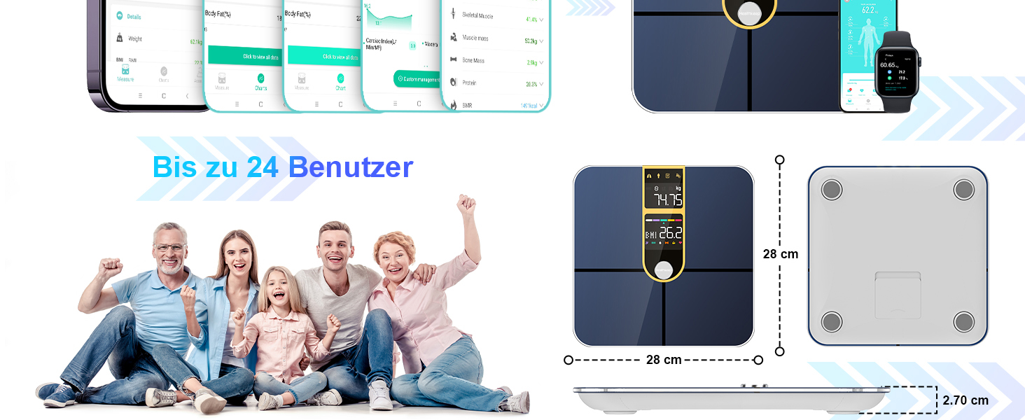 Ваги Healthkeep Bluetooth, 16 даних, додаток, 180 кг, золотистий