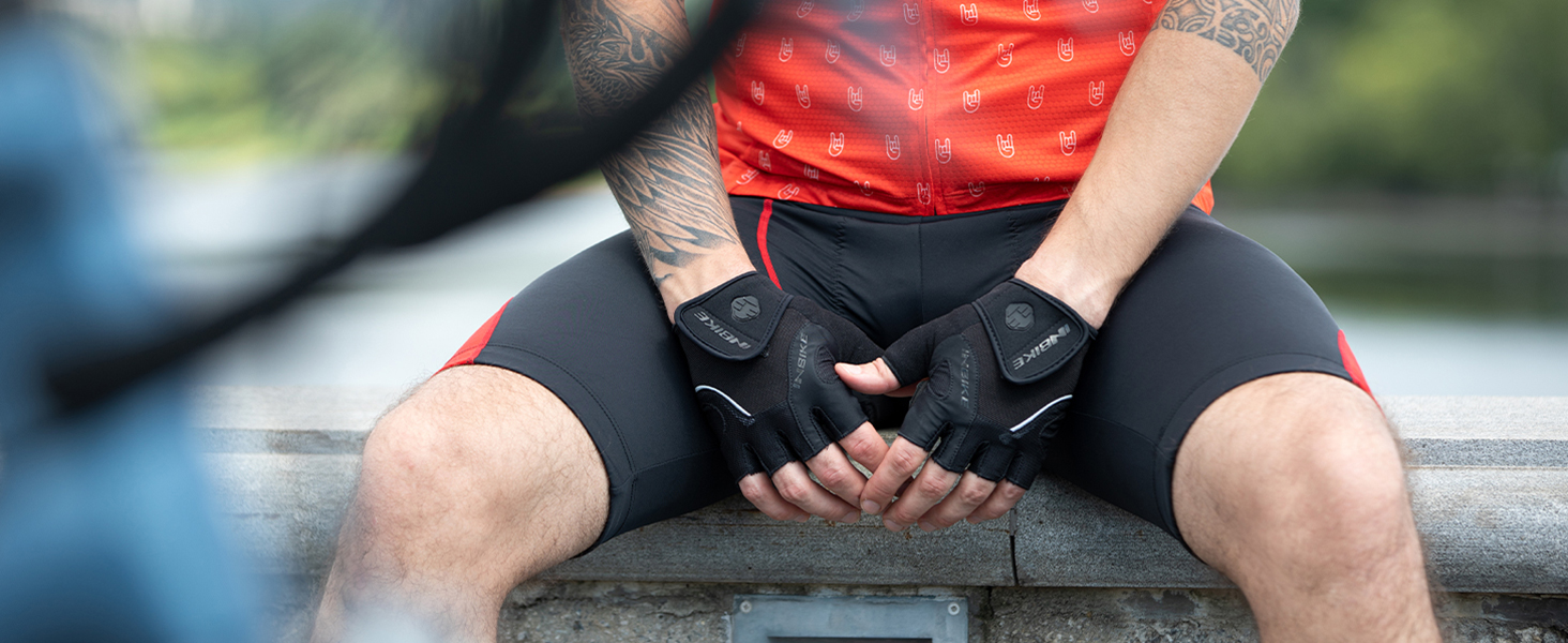 Велосипедні рукавички Inbike напівпальцеві гелеві дихаючі антиковзні амортизуючі для гірського велосипеда чоловічі жіночі літні для велоспорту MTB блакитні L