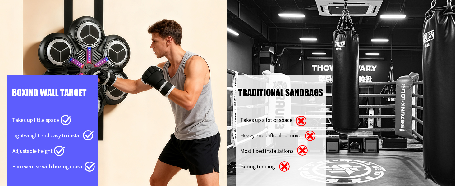 Музична боксерська машина для тренувань: Bluetooth, світлові ефекти, 3 режими, підрахунок ударів (81353)