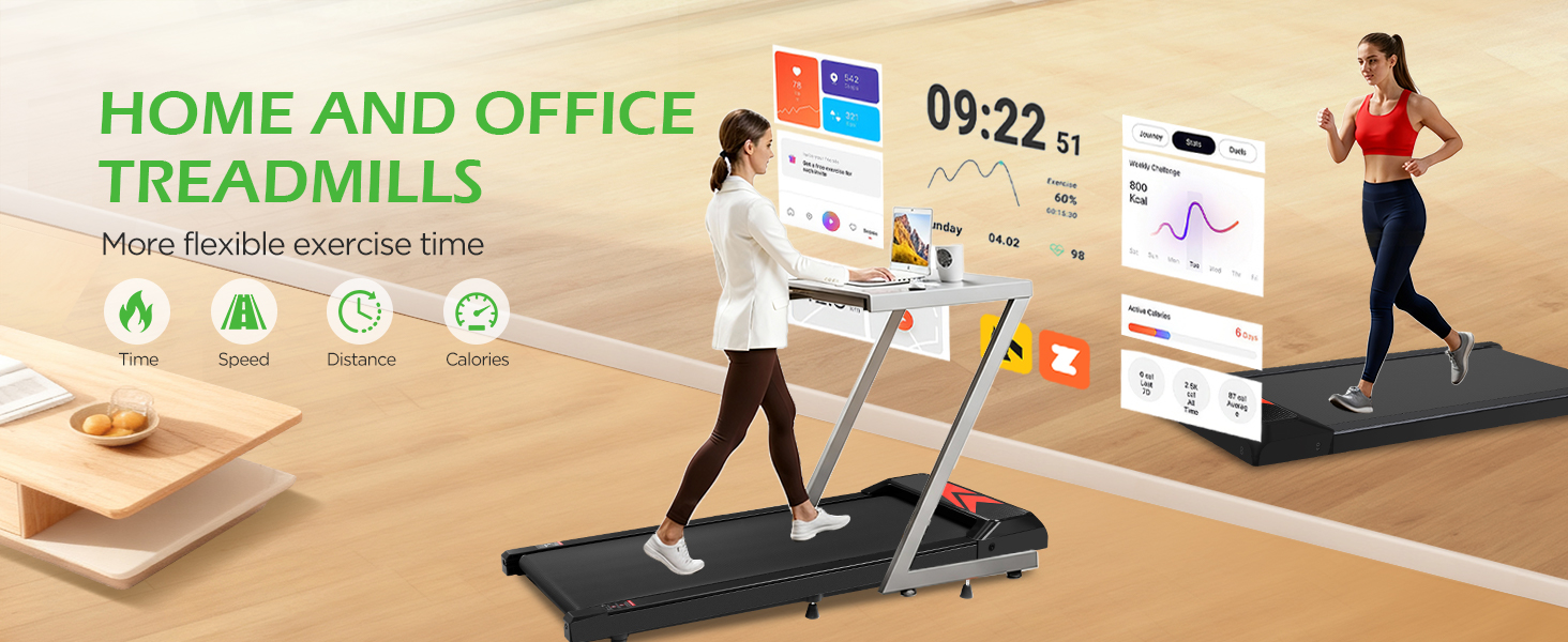 Cozary Walking Pad - біговий килимок для дому з нахилом, робочий стіл, 2-6 км/год, для офісу, з пультом та керуванням через додатки, двигун 2.5HP, LED-дисплей, вантажопідйомність 120 кг