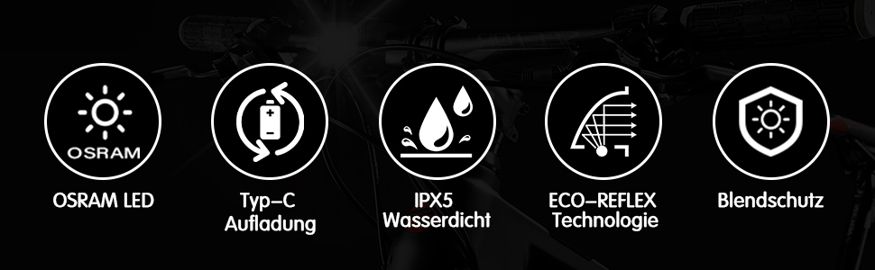 Фарига LED-фара для велосипеда Akdomart, USB-зарядка, 600mAh, StVzo, водонепроникність IPX5, чорний, для дитячого велосипеда