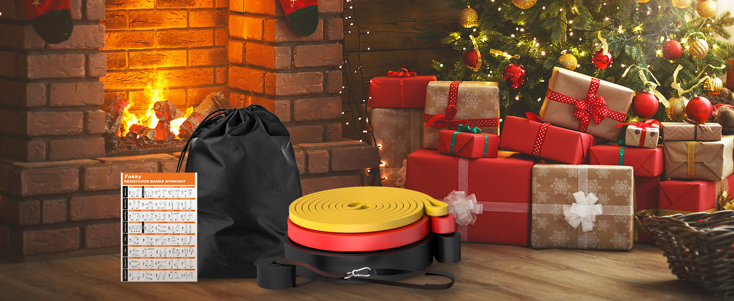 Еластичні гумки для фітнесу Fokky, Набір стрічок опору, Гумки для фітнесу з дверним кріпленням, захисним покриттям та 2 ручками, для силових тренувань, йоги, пілатесу, нарощування м'язів (Світло-жовтий, Червоний, Чорний)