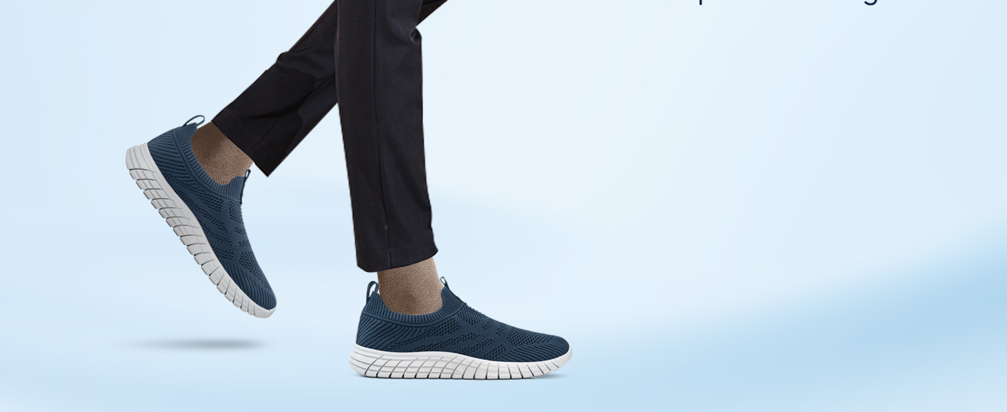 Сліпони чоловічі без шнурівок, спортивні кросівки, сітка, підошва з протиковзким покриттям, для ходьби та бігу, дихаючі, розмір 45 EU, темно-синій