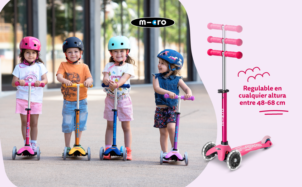 Самокат дитячий Micro Deluxe Kinder Scooter з регульованим кермом, світлодіодні колеса, фіолетовий