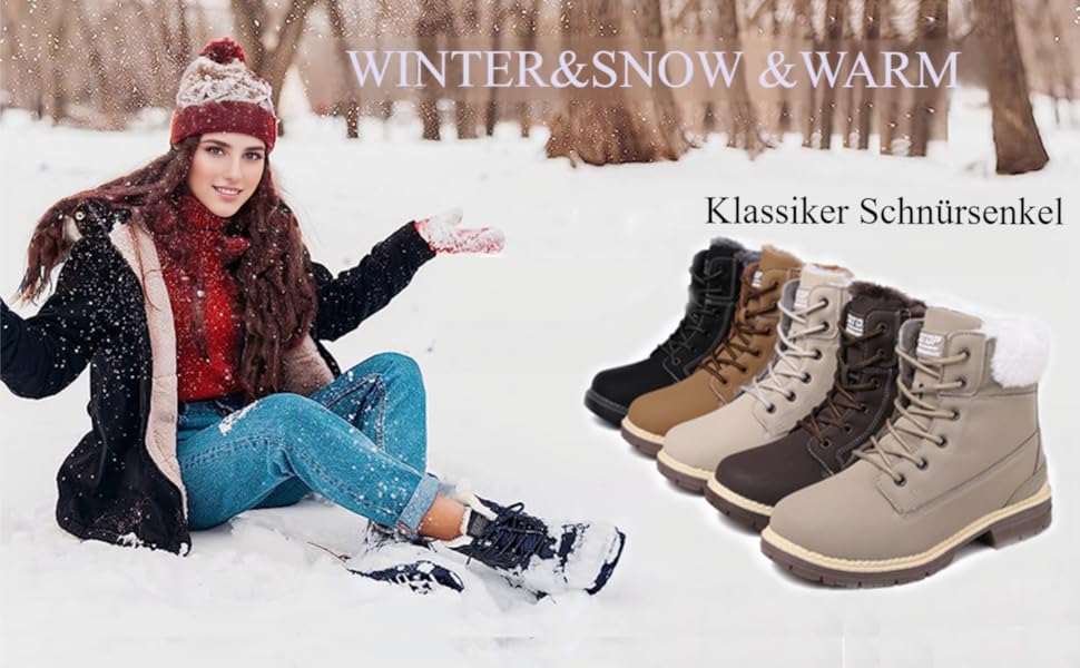 Зимові черевики жіночі утеплені, водонепроникні, зимові черевики, черевики від снігу, теплі зимові черевики, короткі черевики, туристичні черевики, підошва не слизька, колір верблюжий, 38 EU