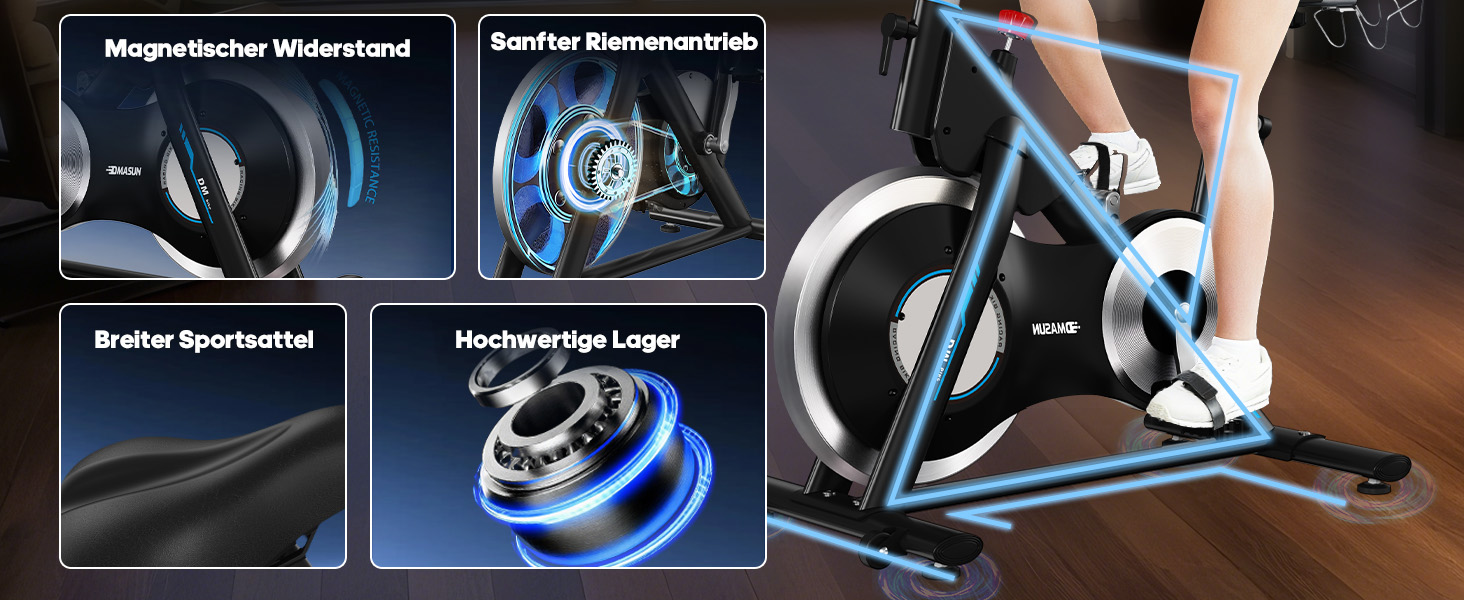 Ергометр DMASUN для дому з регульованим магнітним опором, стійкою для гантелей, важким маховиком, LCD-монітором, регульованою висотою, фітнес-велосипед до 180 кг, зелений [2026 модель]