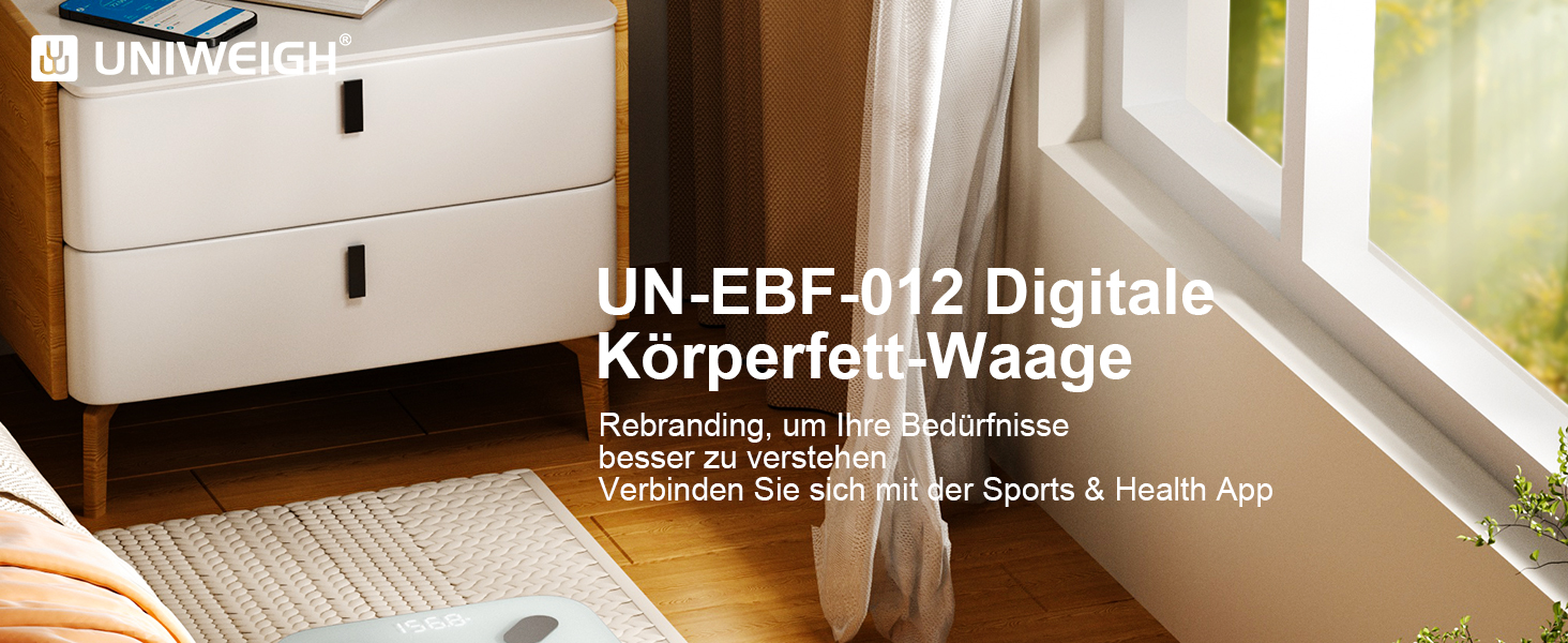 UNIWEIGH Розумна вага для вимірювання ваги тіла, Bluetooth вага для аналізу складу тіла, BMI, жир, м'язи, білок, максимальне навантаження 180 кг