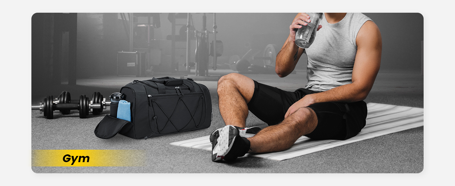 Спортивна сумка Vorspack 17L для чоловіків та жінок, дорожня сумка з відділенням для взуття, чорна, 15 дюймів