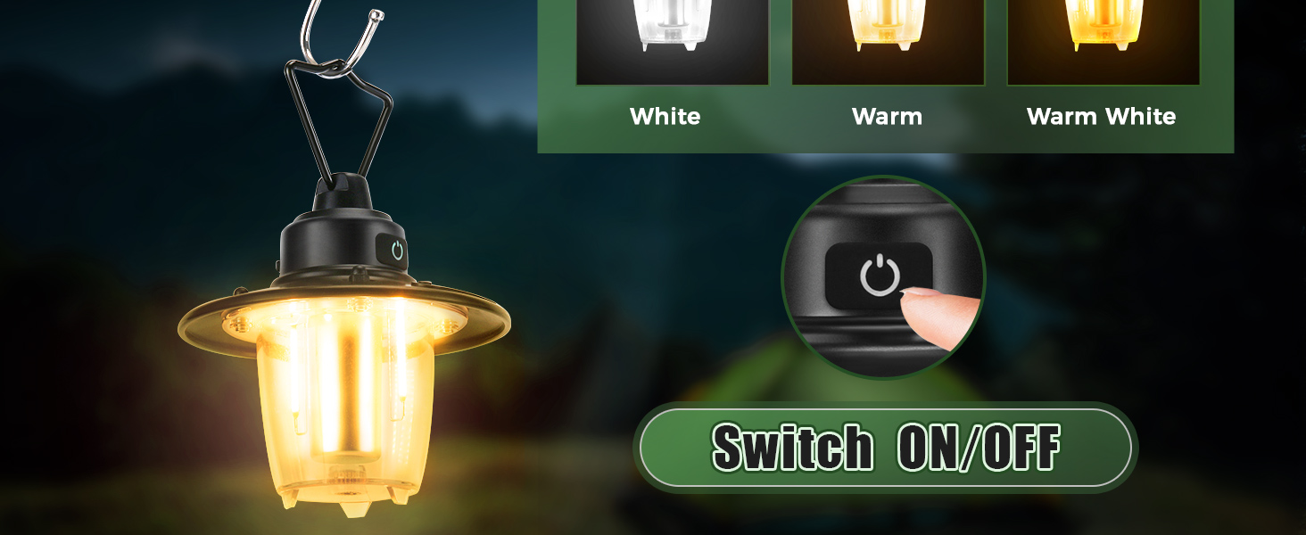 LED кемпінгова лампа: перезарядна, портативна, з гачком, ретро-дизайн, 3 режими світла, регулювання яскравості, 2800 mAh, IP65, для намету, кемпінгу, надзвичайних ситуацій