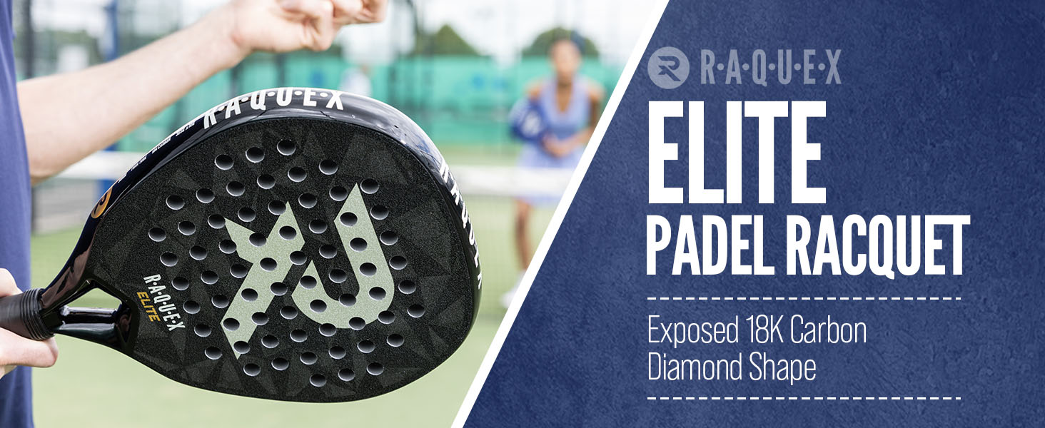 Ракета для падел Raquex Elite 18K Carbon – Професійна, Діамантова форма, Eva 15 Foam
