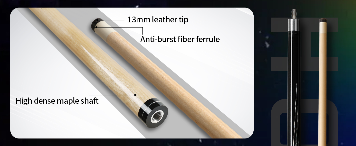 Більярдний кий Horse Billiard з наконечниками 13 мм, 147 см, 2 рукавички та крейда, для дорослих, акорн/осін