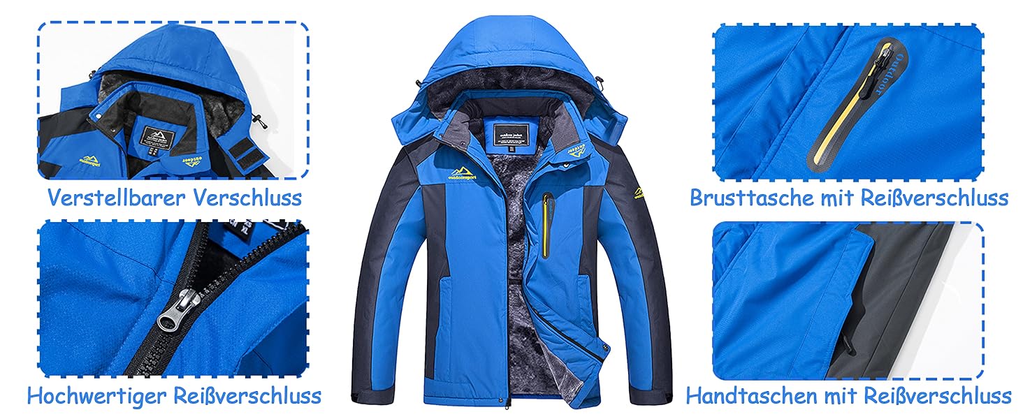 TACVASEN чоловіча тепла зимова куртка, водонепроникна функціональна куртка з капюшоном та довгими рукавами, армійного кольору