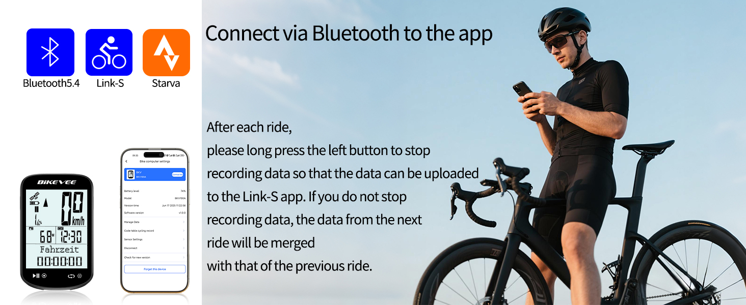 Велокомп'ютер GPS бездротовий з датчиком каденсу ANT+ Bluetooth, водонепроникний IPX7, 50 годин автономії, для дітей та дорослих